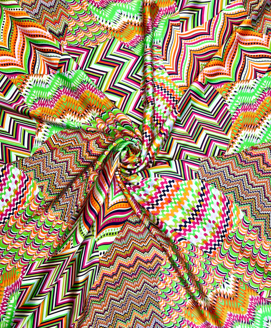 EFFY: Satin imprimé motif abstrait aux couleurs estivales