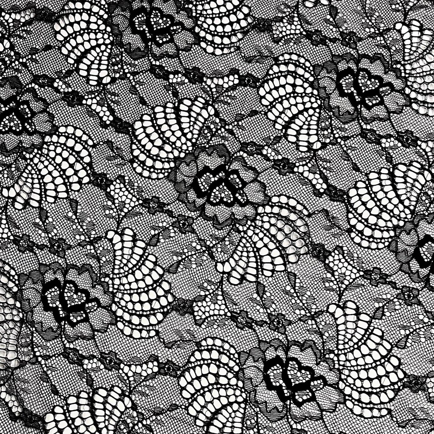 Tiss'ART Eugenia Dentelle lace fabric detail with intricate floral patterns in soft pastel colors.