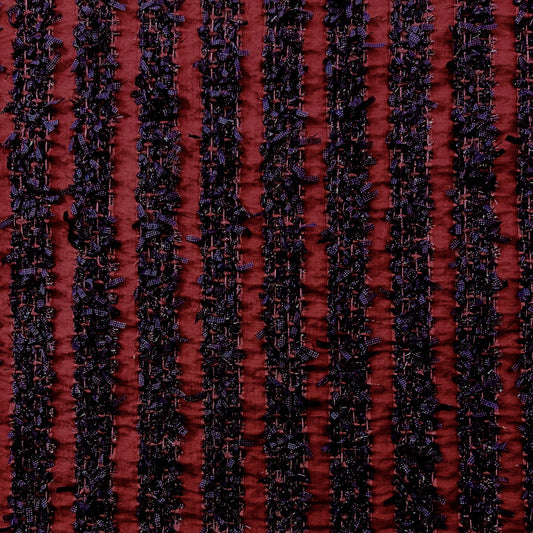 BASILE: Mousseline de soie à rayure lurex et froufrous