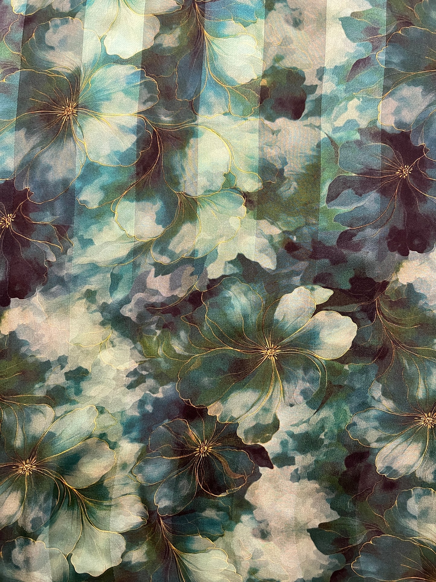 LUCIL : Bande satin imprimé fleurs abstrait