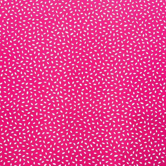 MAGALIE: Tissu toile sergé motif petit grain blanc sur fond rose - Tiss'ART