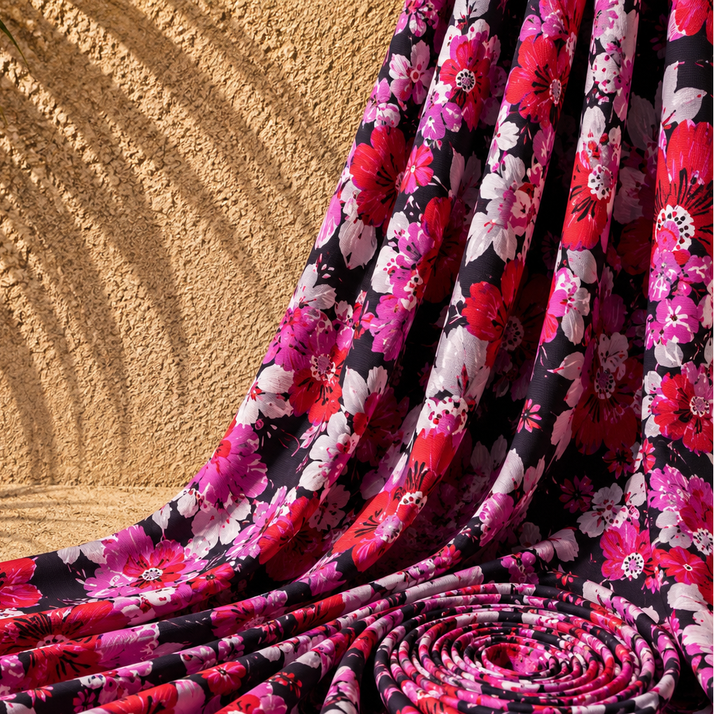 SUNORA: Printed Mesh Large Retro Flowers