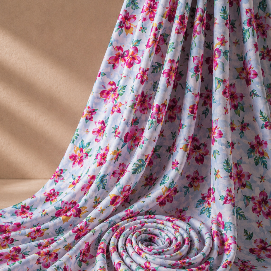 SOFIA: Maille imprimée Hibiscus Ombré