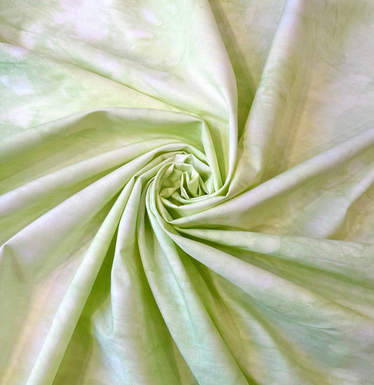 FRANCIS: Popeline de coton française tie and die - nuance vert pomme