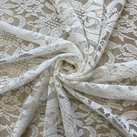 PAULINE: Dentelle stretch florale écrue