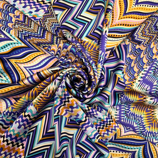 EFFY: Satin imprimé motif abstrait aux couleurs estivales