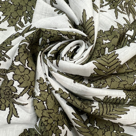 OXYMORE: Ribbed linen look with a botanical print