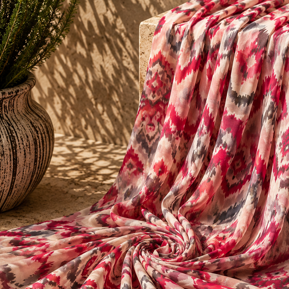 CAELIS: Abstract printed viscose scarf