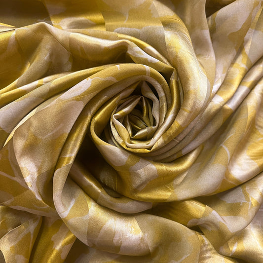 MARINE : Bande satin imprimé fleurs royal