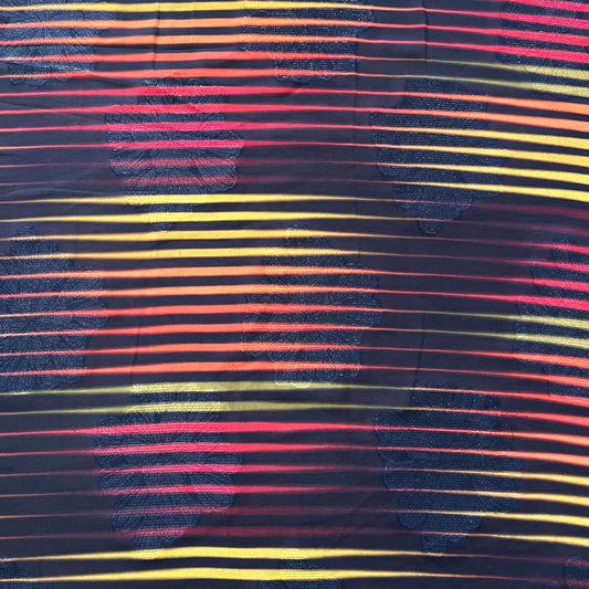 JANEIRO: Mouseline à bande coloré surimpression florale brillante - Tiss'ART