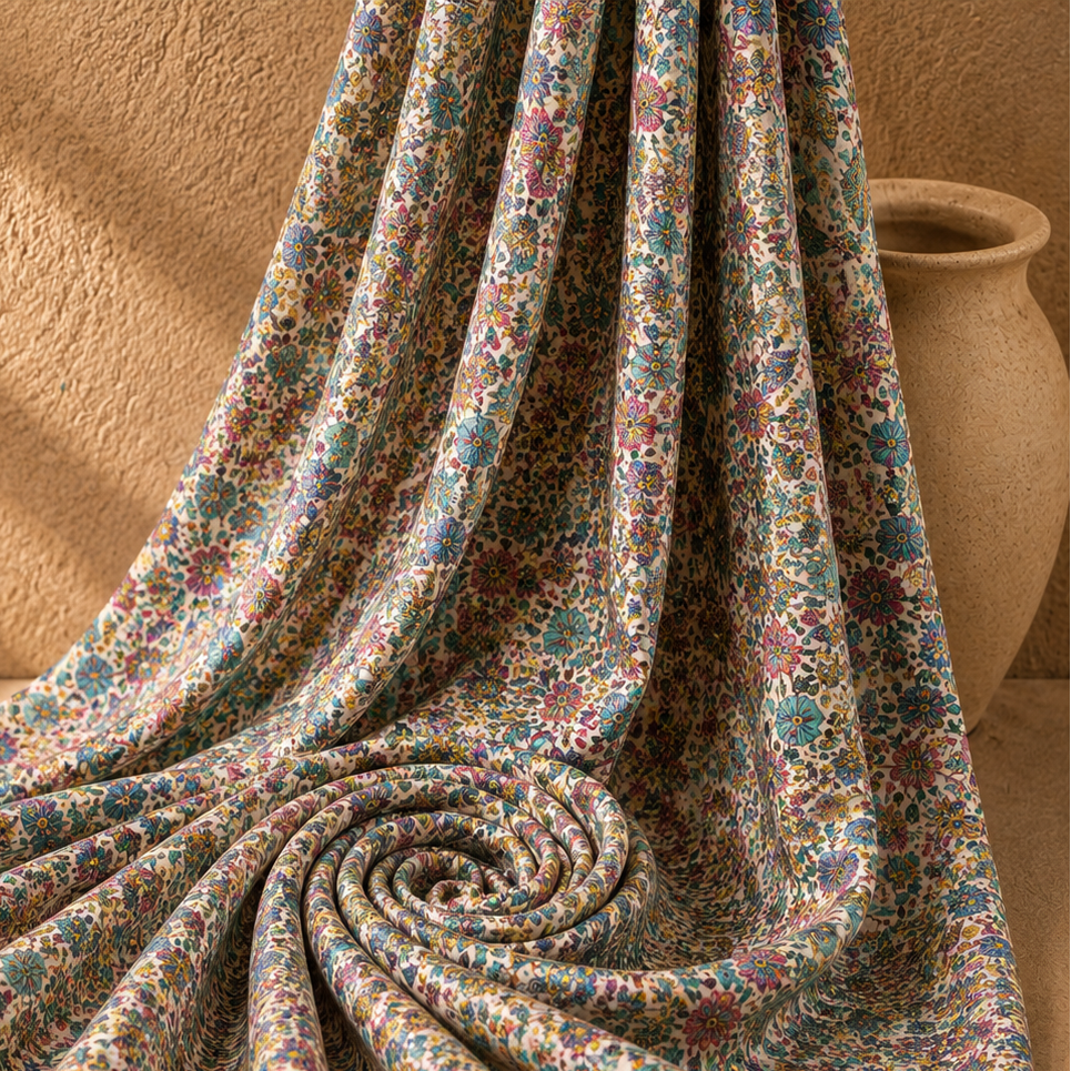 IVA: Popeline de viscose imprimé floral