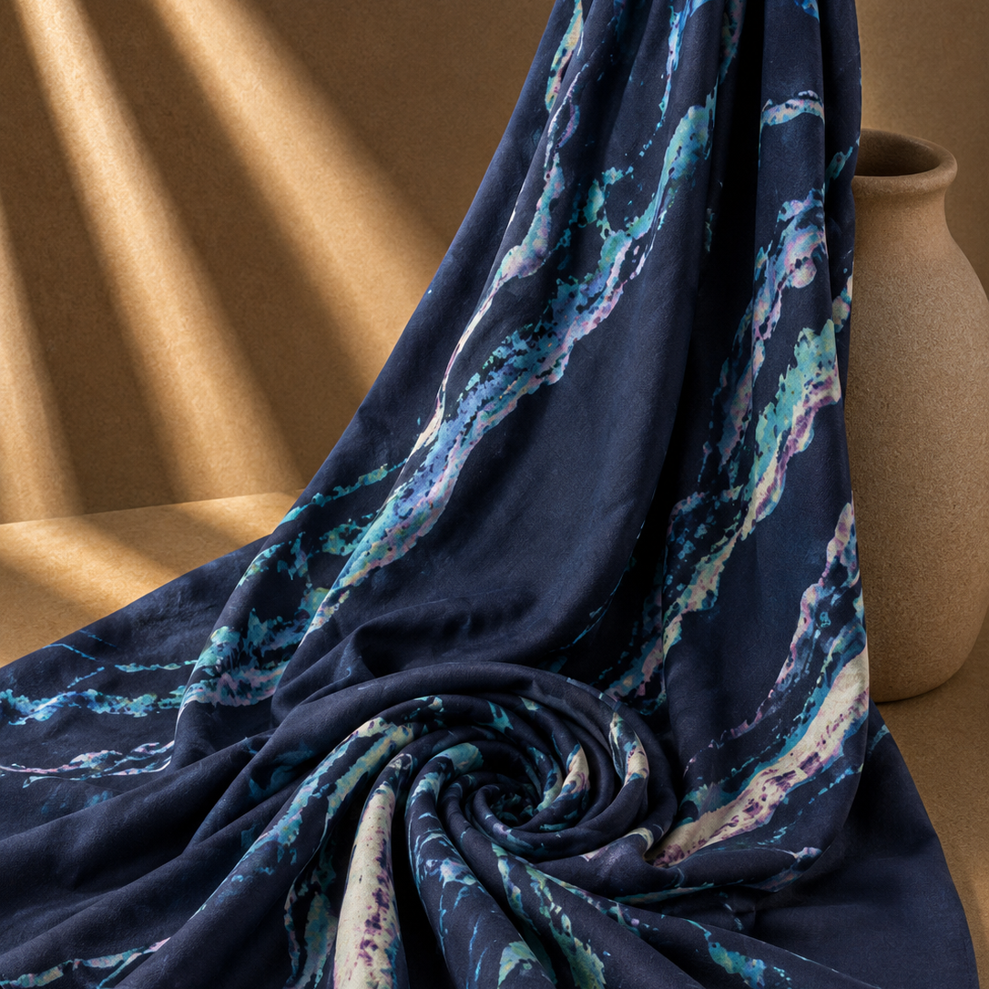 ÉMILIE: Popeline viscose imprimé abstrait aquarelle