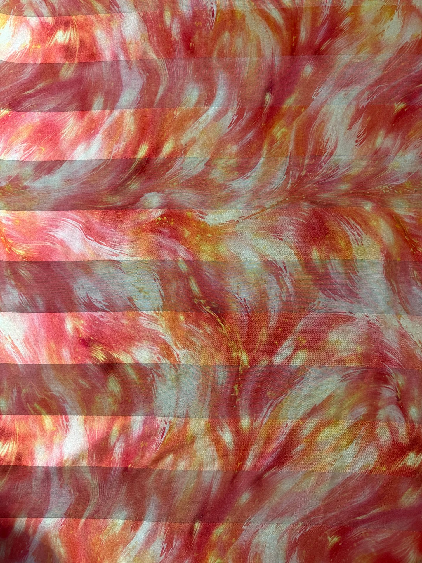 CASSANDRA : Bande satin imprimé floral artistique effet aquarelle