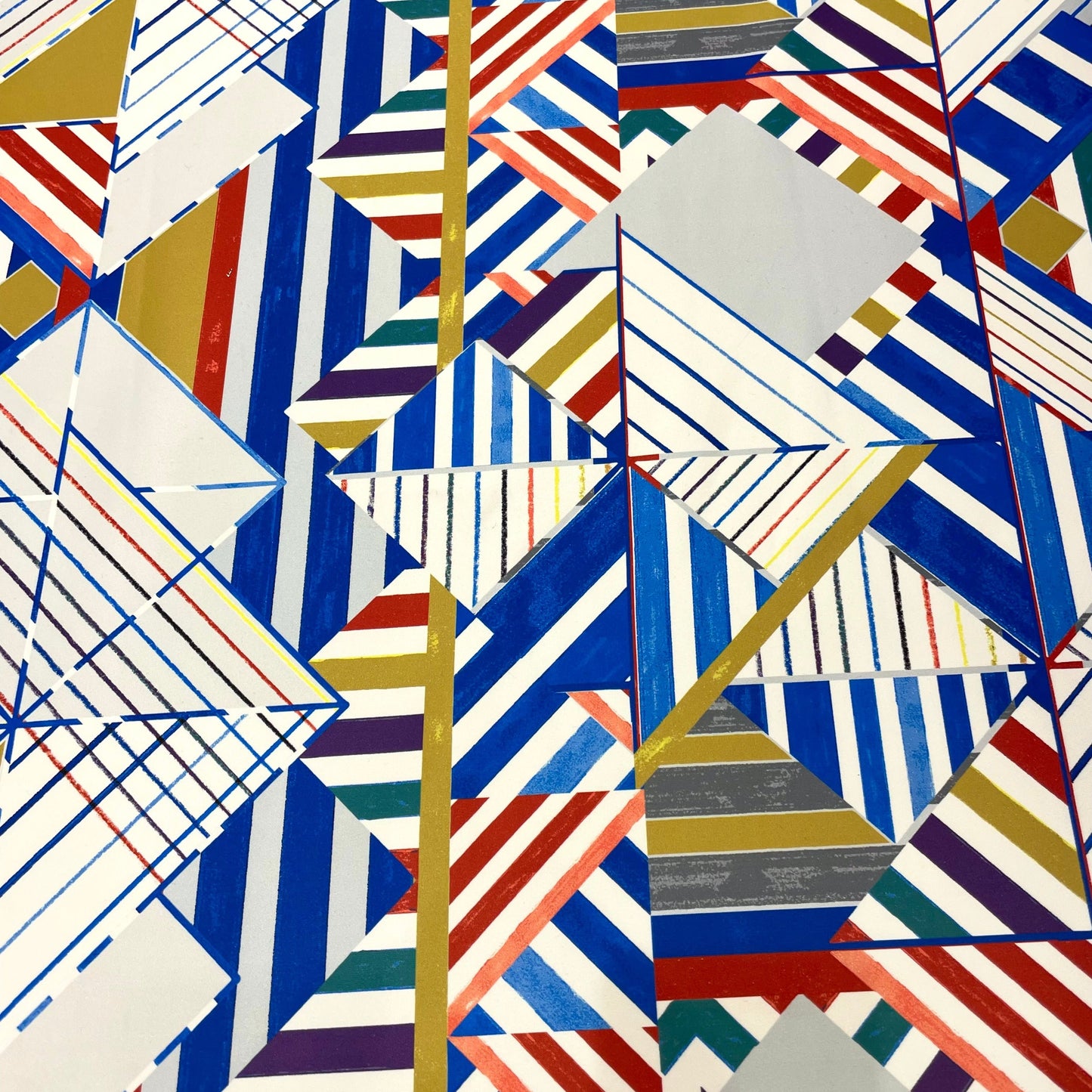 DIANA: Satin duchesse acétate imprimé géométrique effet peint main