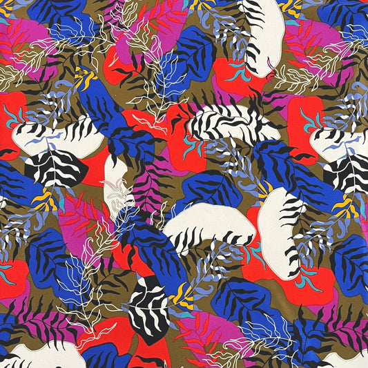 HÉRA: Crepe de soie lavé imprimé végétal - Tiss'ART