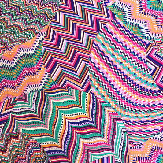 EFFY: Satin imprimé motif abstrait aux couleurs estivales - Tiss'ART