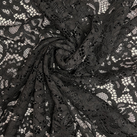 INTRECCIO: Dentelle épaisse festonnée noir