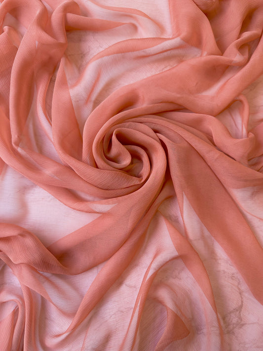 PULCINO: Mousseline de soie française crinkle - terracotta