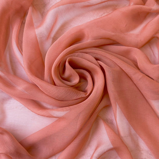 PULCINO: Mousseline de soie française crinkle - terracotta