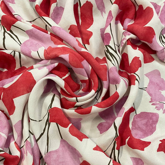 MELISSA: Crêpe viscose imprimé pétales de fleurs