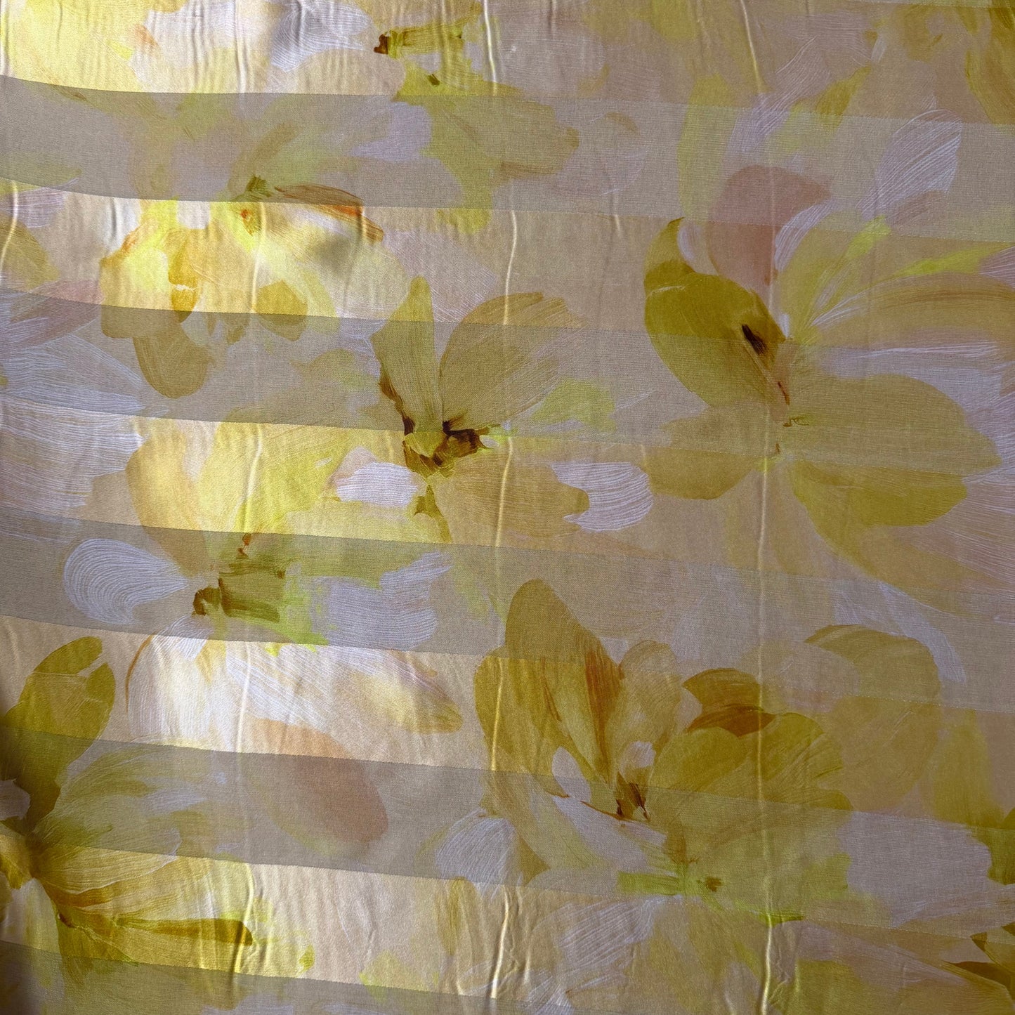 ALTHÉA : Bande satin imprimé floral jaune