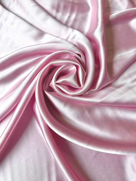 MINELI: Crepe viscose-poly lycra envers satin rose dragée