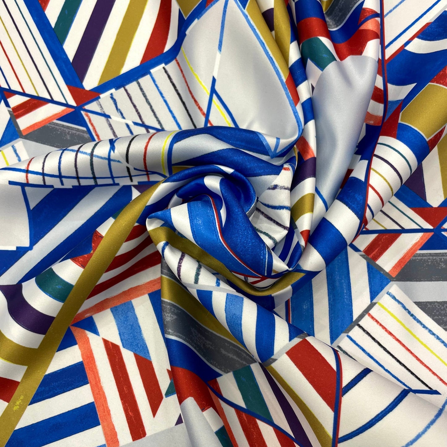 DIANA: Satin duchesse acétate imprimé géométrique effet peint main