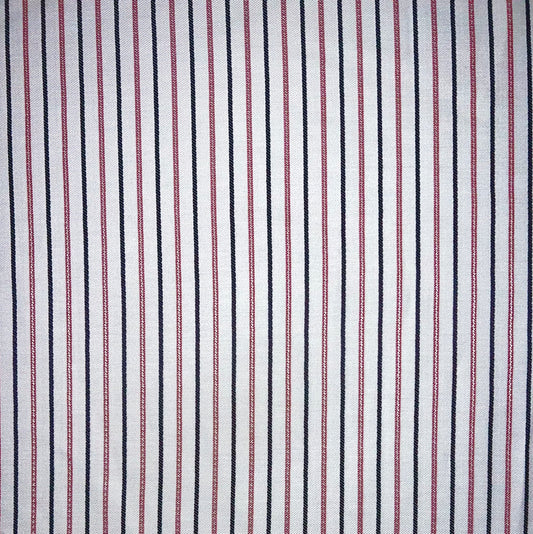 ROWAN: Toile de coton a rayure noir et rouge sur fond blanc