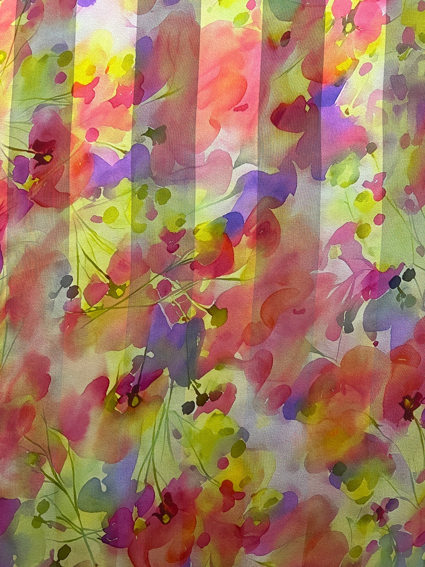 ORISA : Bande satin imprimé floral effet aquarelle