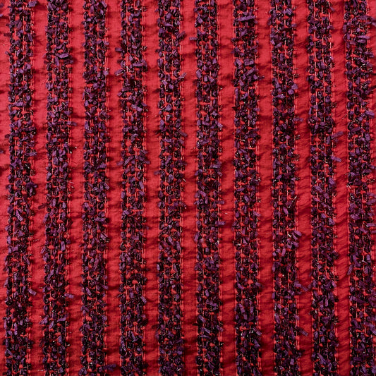 BASILE: Mousseline de soie à rayure lurex et froufrous