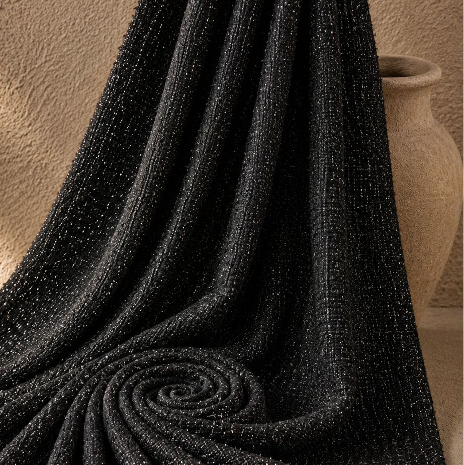 VANAHA: Tweed coton lurex noir