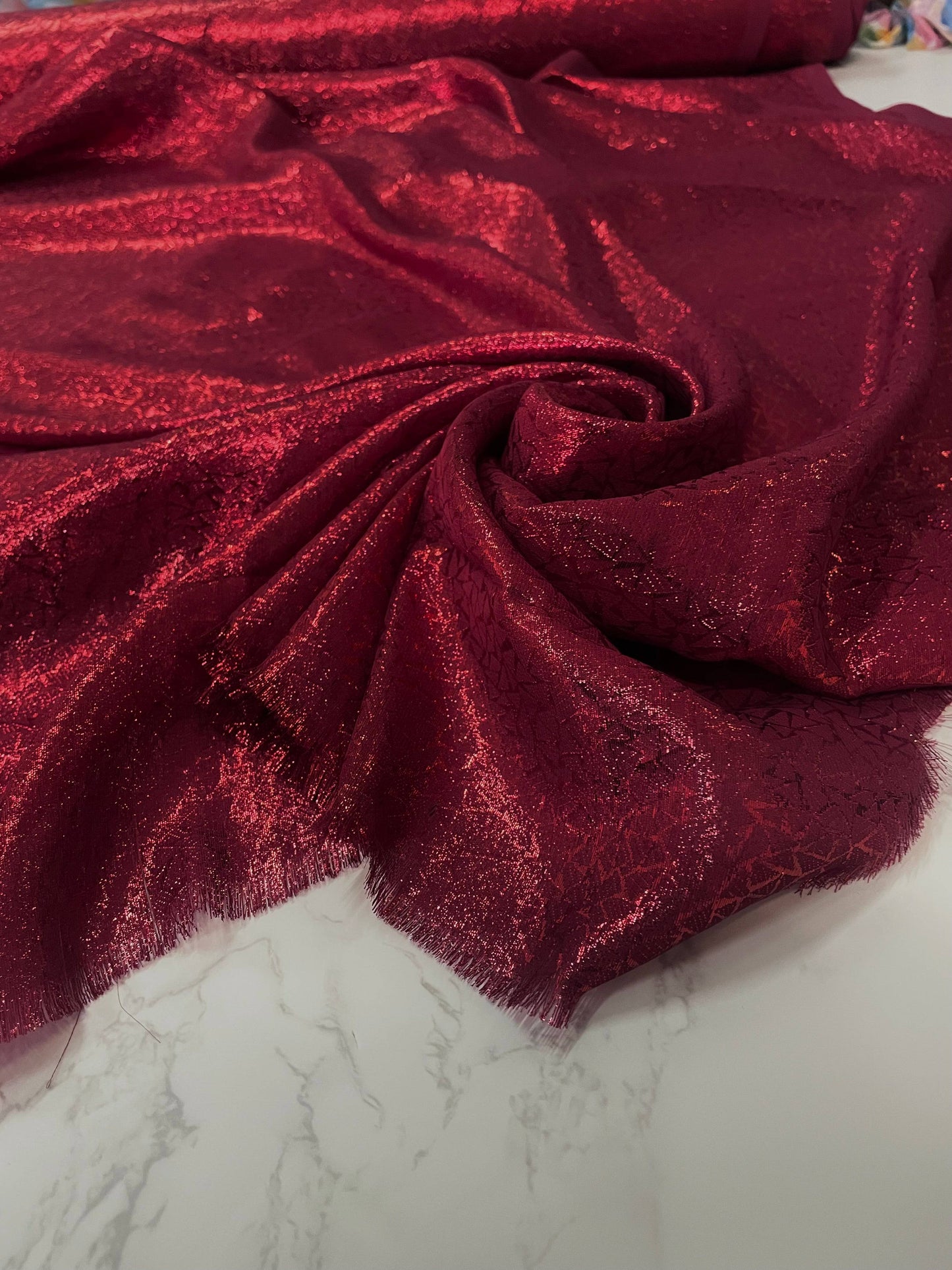 GIANNA: Jacquard lamé rose profond