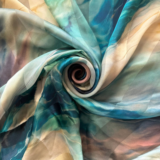 LIV : Bande satin imprimé effet aquarelle artistique