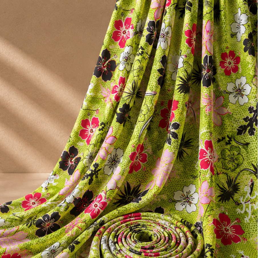 LOKELANI: Maille imprimée Hibiscus et Pois