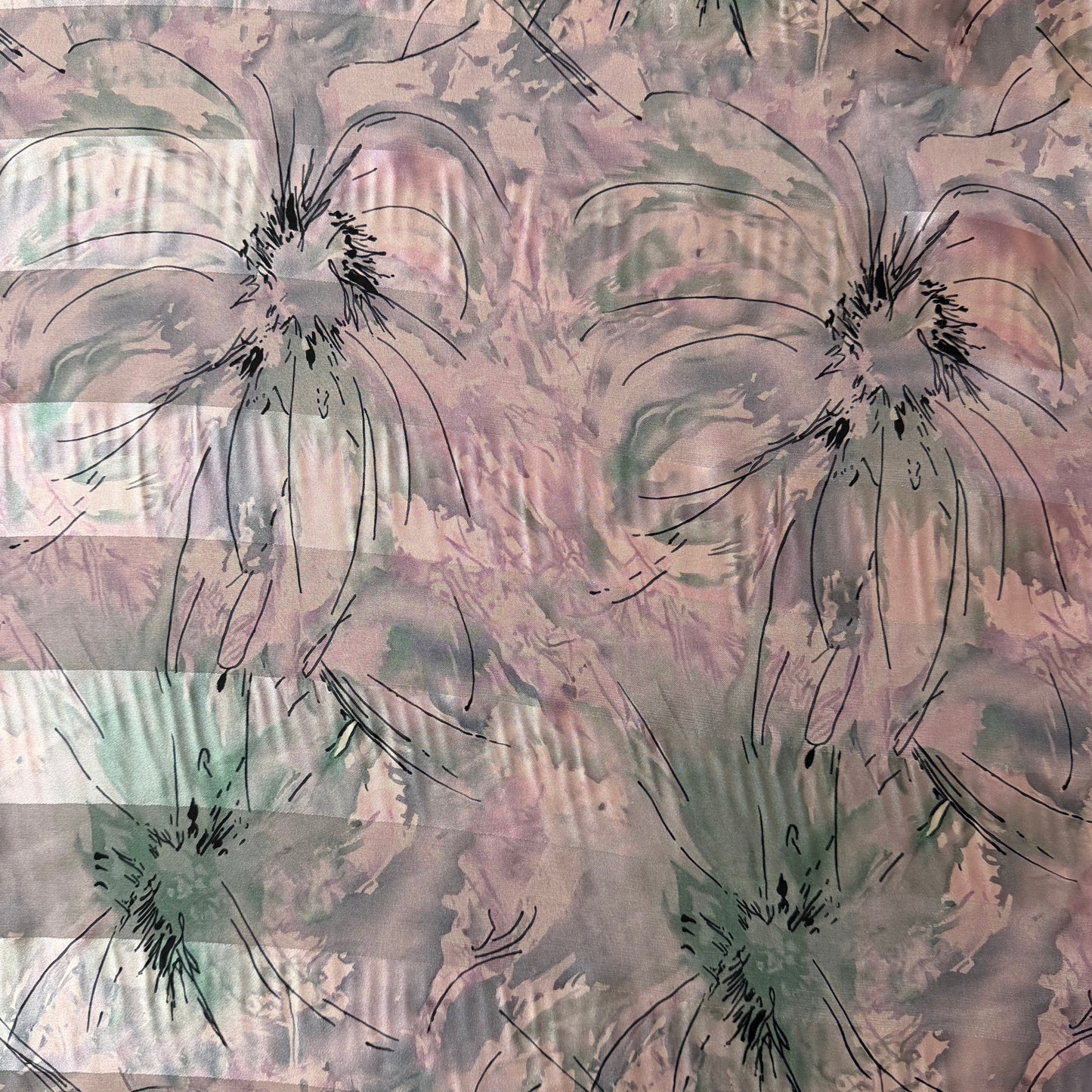 ZÉLIE : Bande satin imprimé floral effet dessin