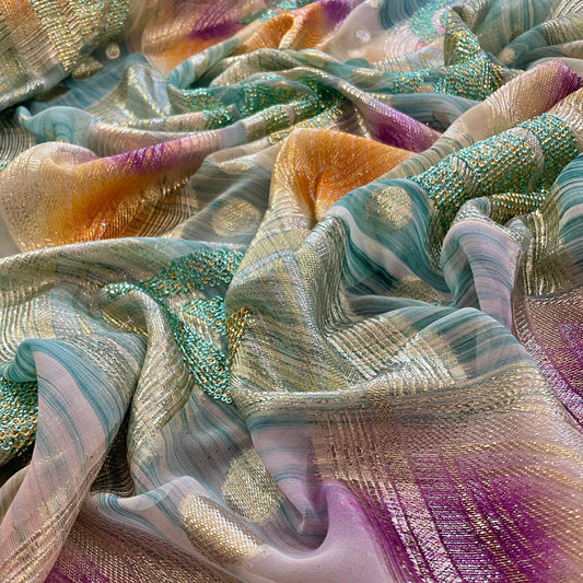 LOLITA: Lamé sequin et paillette sur mousseline dégradé