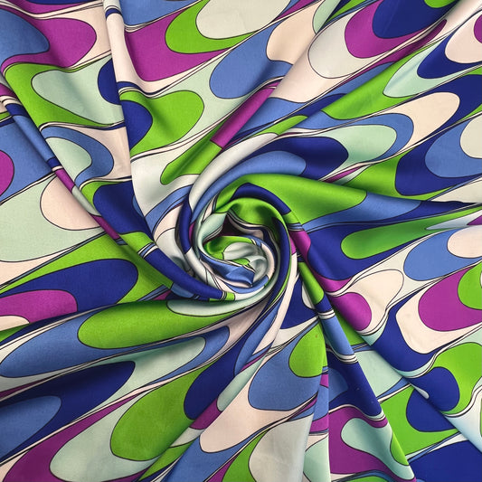 AURORE: Satin imprimé motifs arrondis en diagonale