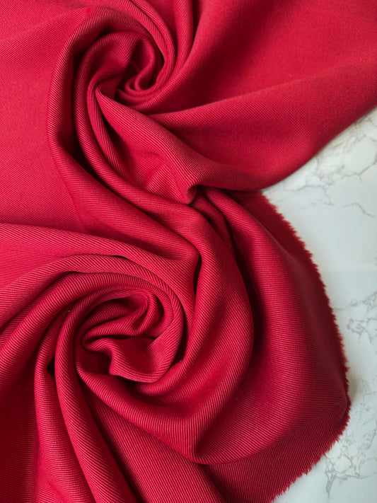 Double Twill de Laine Mélangé – Rouge Framboise Profond