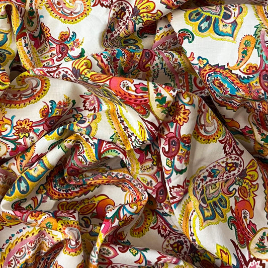 NIDO: Viscose imprimé motifs cachemire multicolores