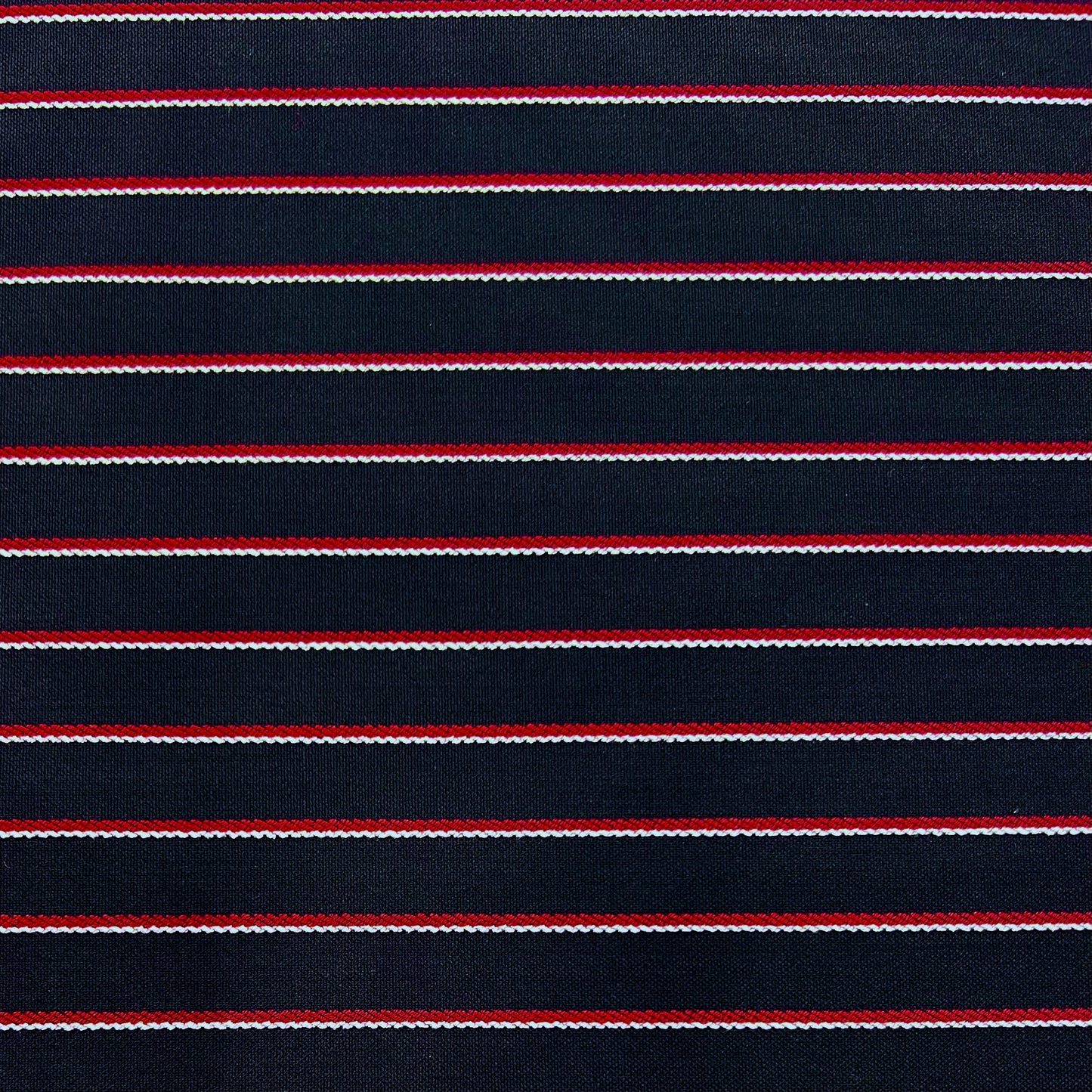 HECTOR: Tissu popeline de viscose bleu marine rayure rouge et blanche