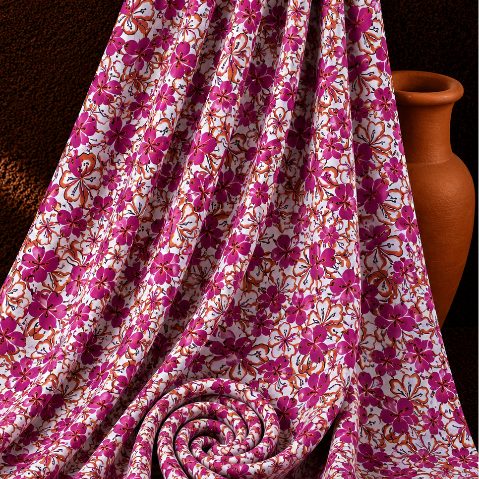 MILA: Maille imprimée Gros Hibiscus