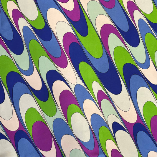 AURORE: Satin imprimé motifs arrondis en diagonale - Tiss'ART