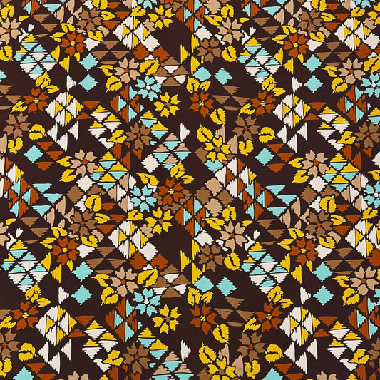 FIONA: Crepe de soie lavé imprimé géométrique effet pixelisé - Tiss'ART