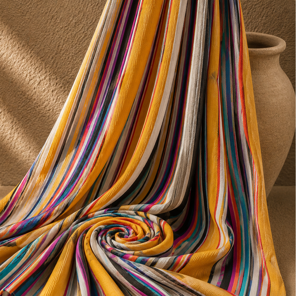 PHILI: Voile viscose imprimé à rayures