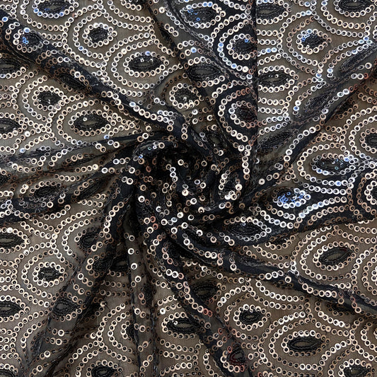 PHÈDRE: Sequin brodé sur tulle motif circulaire - Tiss'ART