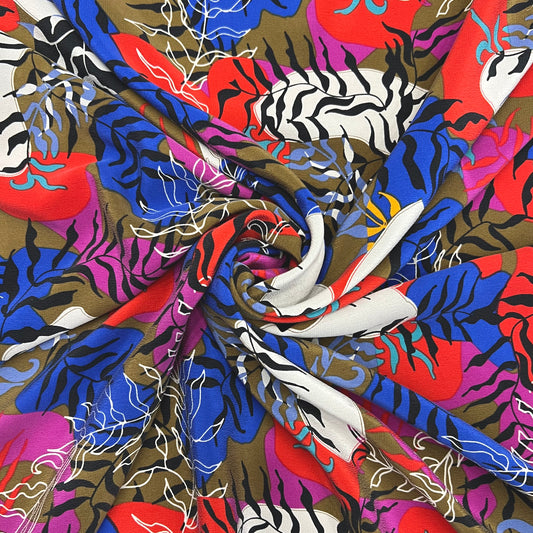 HÉRA: Crepe de soie lavé imprimé végétal