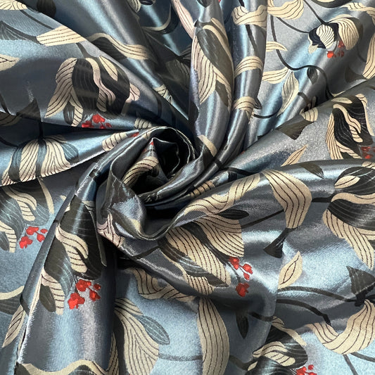 SAKURA : Jacquard coton satinée floral japonisant