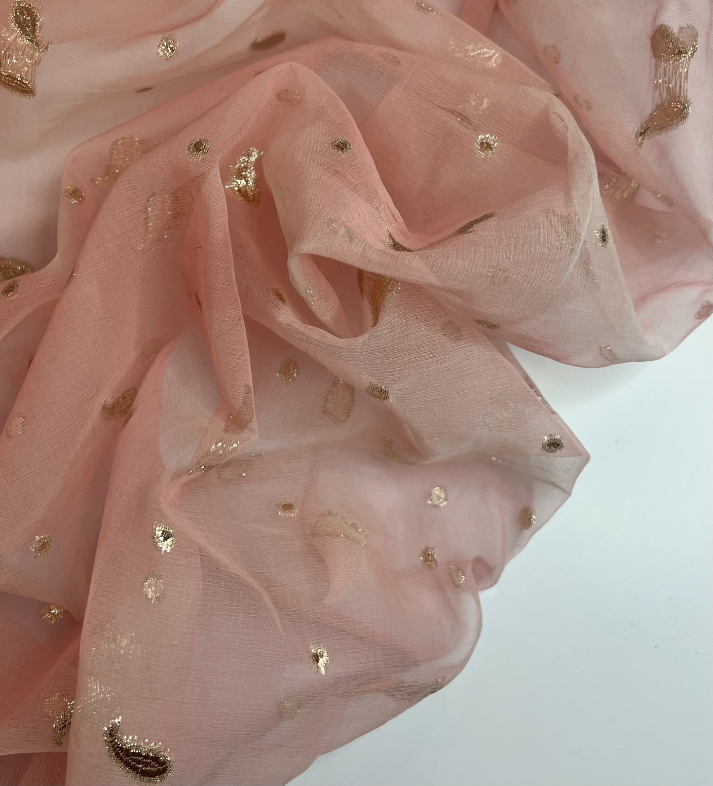 FEATHER: Silk Organza Embroidered Lurex Cashmere Pattern