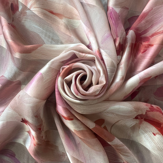 NOËLA : Bande satin imprimé floral aquarelle