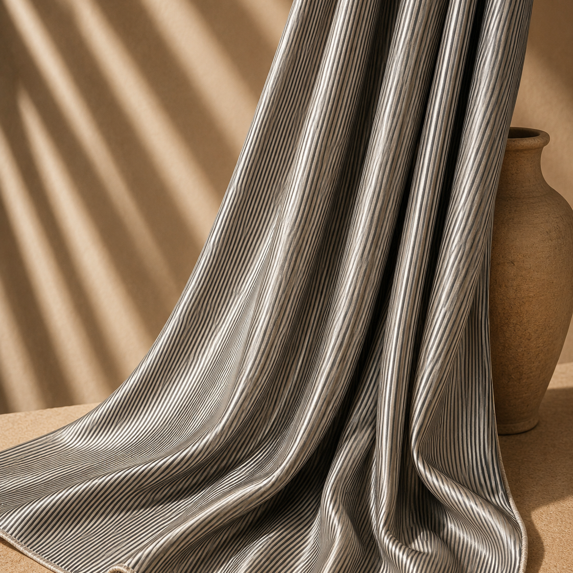 AMIU: Satin de soie rayures iconique